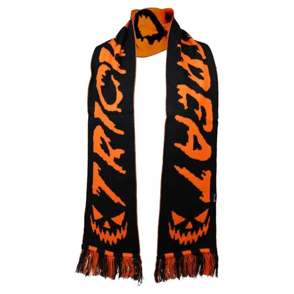 Soft 63" Long Winter Scarf Black Orange Halloween Fringe Tassels NWT